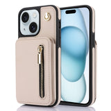 YM006 Skin Feel Zipper Card Bag Phone Case with Dual Lanyard, For iPhone 16 Plus, For iPhone 16, For iPhone 15 Pro Max, For iPhone 15 Pro, For iPhone 15 Plus, For iPhone 15
