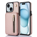 YM006 Skin Feel Zipper Card Bag Phone Case with Dual Lanyard, For iPhone 16 Plus, For iPhone 16, For iPhone 15 Pro Max, For iPhone 15 Pro, For iPhone 15 Plus, For iPhone 15