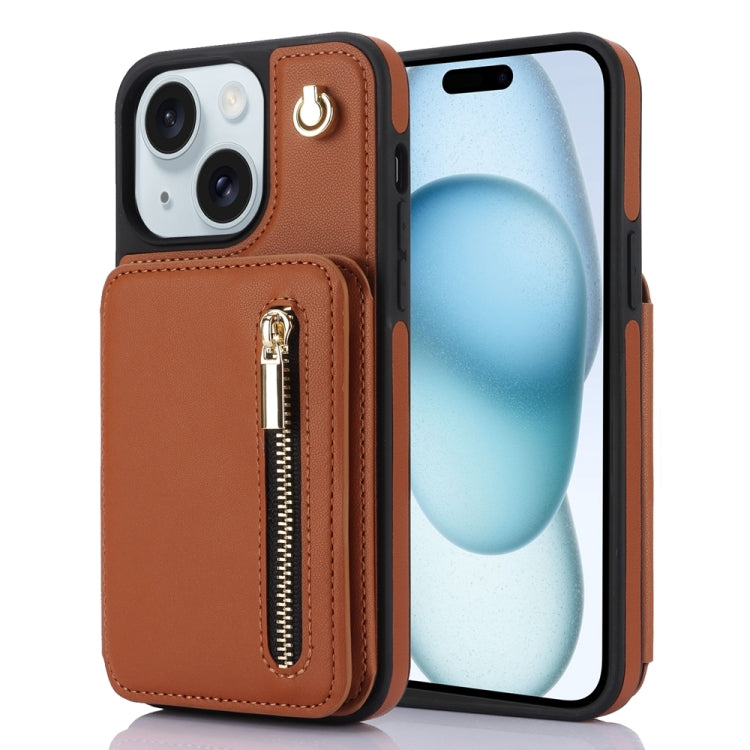 YM006 Skin Feel Zipper Card Bag Phone Case with Dual Lanyard, For iPhone 16 Plus, For iPhone 16, For iPhone 15 Pro Max, For iPhone 15 Pro, For iPhone 15 Plus, For iPhone 15