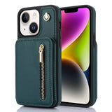 YM006 Skin Feel Zipper Card Bag Phone Case with Dual Lanyard, For iPhone 14 Plus, For iPhone 14, For iPhone 14 Pro, For iPhone 14 Pro Max, For iPhone SE 2022 / 2020 / 8 / 7, For iPhone 13 Pro Max