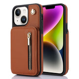 YM006 Skin Feel Zipper Card Bag Phone Case with Dual Lanyard, For iPhone 14 Plus, For iPhone 14, For iPhone 14 Pro, For iPhone 14 Pro Max, For iPhone SE 2022 / 2020 / 8 / 7, For iPhone 13 Pro Max