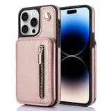 YM006 Skin Feel Zipper Card Bag Phone Case with Dual Lanyard, For iPhone 14 Plus, For iPhone 14, For iPhone 14 Pro, For iPhone 14 Pro Max, For iPhone SE 2022 / 2020 / 8 / 7, For iPhone 13 Pro Max