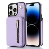 YM006 Skin Feel Zipper Card Bag Phone Case with Dual Lanyard, For iPhone 14 Plus, For iPhone 14, For iPhone 14 Pro, For iPhone 14 Pro Max, For iPhone SE 2022 / 2020 / 8 / 7, For iPhone 13 Pro Max