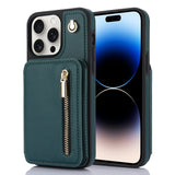 YM006 Skin Feel Zipper Card Bag Phone Case with Dual Lanyard, For iPhone 14 Plus, For iPhone 14, For iPhone 14 Pro, For iPhone 14 Pro Max, For iPhone SE 2022 / 2020 / 8 / 7, For iPhone 13 Pro Max