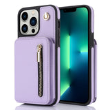 YM006 Skin Feel Zipper Card Bag Phone Case with Dual Lanyard, For iPhone 14 Plus, For iPhone 14, For iPhone 14 Pro, For iPhone 14 Pro Max, For iPhone SE 2022 / 2020 / 8 / 7, For iPhone 13 Pro Max