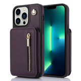 YM006 Skin Feel Zipper Card Bag Phone Case with Dual Lanyard, For iPhone 13 Pro, For iPhone 13, For iPhone 12 / 12 Pro, For iPhone 12 Pro Max, For iPhone 11 Pro Max, For iPhone 11