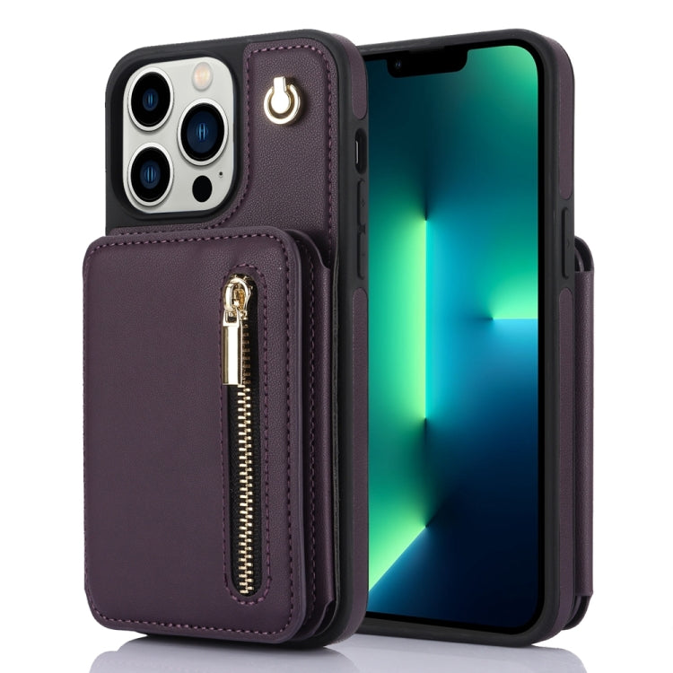 YM006 Skin Feel Zipper Card Bag Phone Case with Dual Lanyard, For iPhone 13 Pro, For iPhone 13, For iPhone 12 / 12 Pro, For iPhone 12 Pro Max, For iPhone 11 Pro Max, For iPhone 11