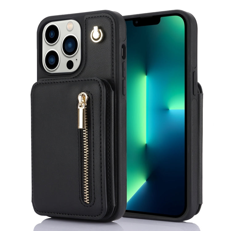 YM006 Skin Feel Zipper Card Bag Phone Case with Dual Lanyard, For iPhone 13 Pro, For iPhone 13, For iPhone 12 / 12 Pro, For iPhone 12 Pro Max, For iPhone 11 Pro Max, For iPhone 11