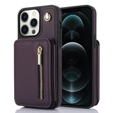 YM006 Skin Feel Zipper Card Bag Phone Case with Dual Lanyard, For iPhone 13 Pro, For iPhone 13, For iPhone 12 / 12 Pro, For iPhone 12 Pro Max, For iPhone 11 Pro Max, For iPhone 11