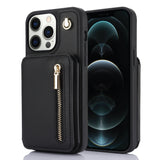 YM006 Skin Feel Zipper Card Bag Phone Case with Dual Lanyard, For iPhone 13 Pro, For iPhone 13, For iPhone 12 / 12 Pro, For iPhone 12 Pro Max, For iPhone 11 Pro Max, For iPhone 11