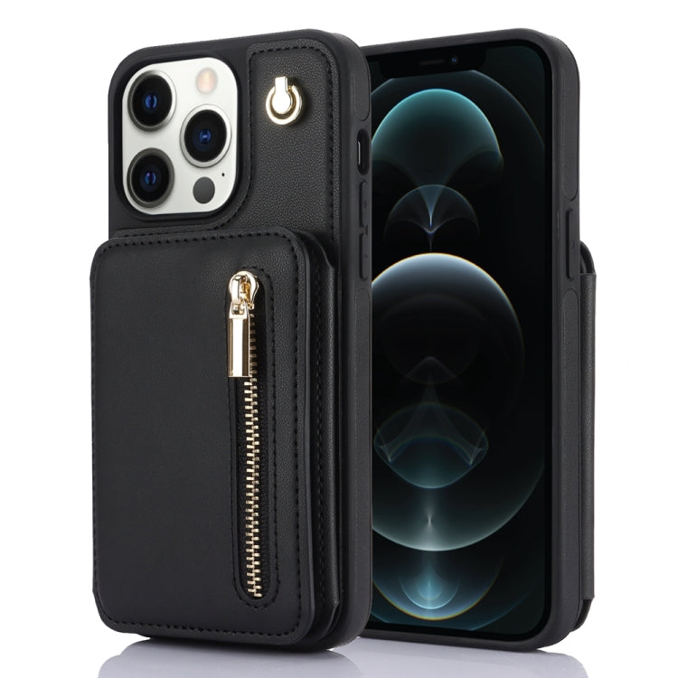 YM006 Skin Feel Zipper Card Bag Phone Case with Dual Lanyard, For iPhone 13 Pro, For iPhone 13, For iPhone 12 / 12 Pro, For iPhone 12 Pro Max, For iPhone 11 Pro Max, For iPhone 11
