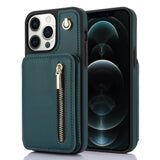 YM006 Skin Feel Zipper Card Bag Phone Case with Dual Lanyard, For iPhone 13 Pro, For iPhone 13, For iPhone 12 / 12 Pro, For iPhone 12 Pro Max, For iPhone 11 Pro Max, For iPhone 11