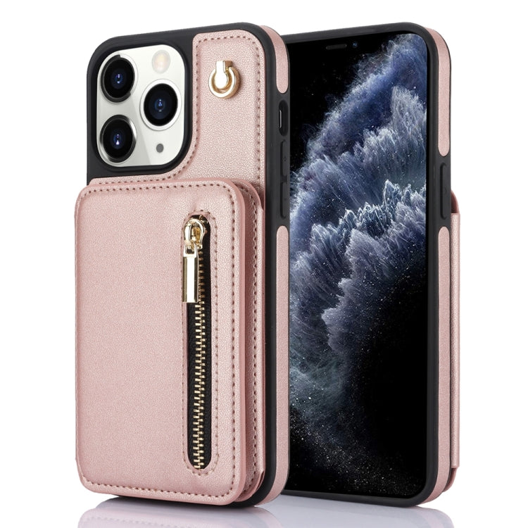 YM006 Skin Feel Zipper Card Bag Phone Case with Dual Lanyard, For iPhone 13 Pro, For iPhone 13, For iPhone 12 / 12 Pro, For iPhone 12 Pro Max, For iPhone 11 Pro Max, For iPhone 11