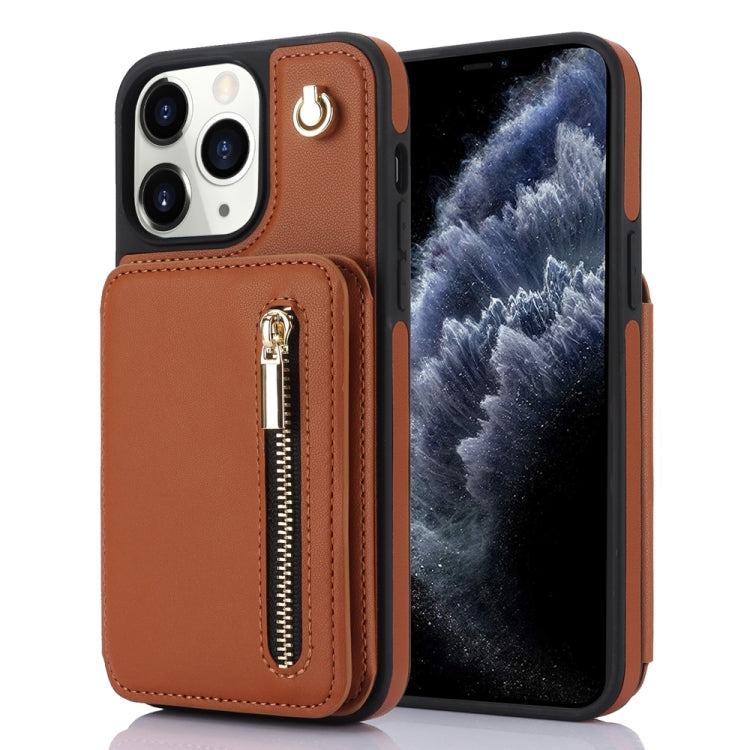 YM006 Skin Feel Zipper Card Bag Phone Case with Dual Lanyard, For iPhone 13 Pro, For iPhone 13, For iPhone 12 / 12 Pro, For iPhone 12 Pro Max, For iPhone 11 Pro Max, For iPhone 11