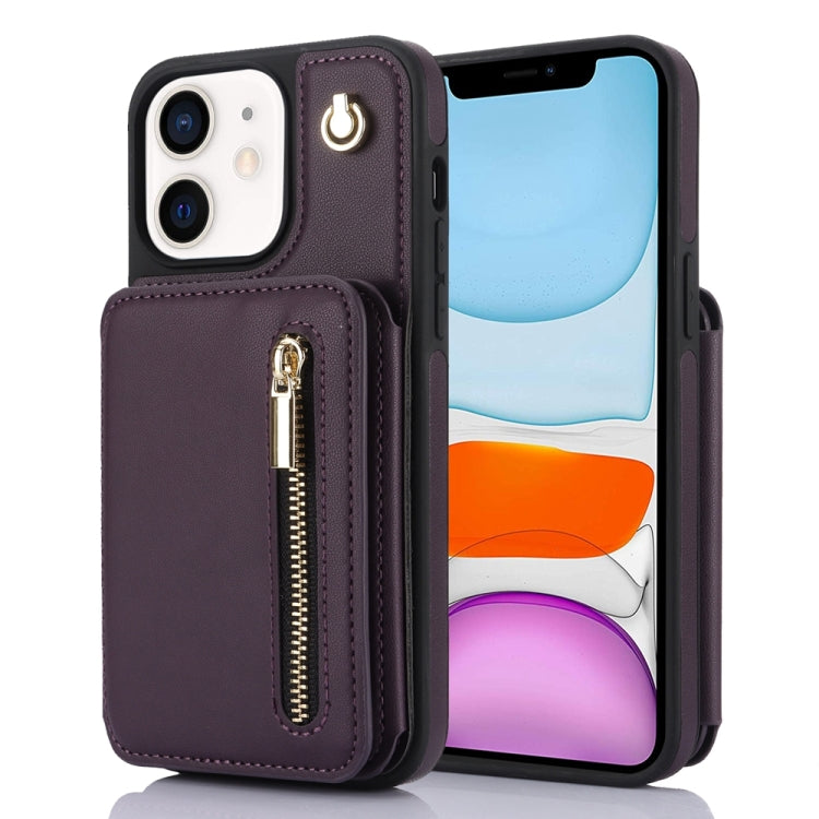 YM006 Skin Feel Zipper Card Bag Phone Case with Dual Lanyard, For iPhone 13 Pro, For iPhone 13, For iPhone 12 / 12 Pro, For iPhone 12 Pro Max, For iPhone 11 Pro Max, For iPhone 11