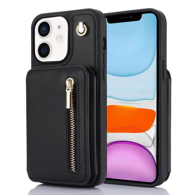 YM006 Skin Feel Zipper Card Bag Phone Case with Dual Lanyard, For iPhone 13 Pro, For iPhone 13, For iPhone 12 / 12 Pro, For iPhone 12 Pro Max, For iPhone 11 Pro Max, For iPhone 11