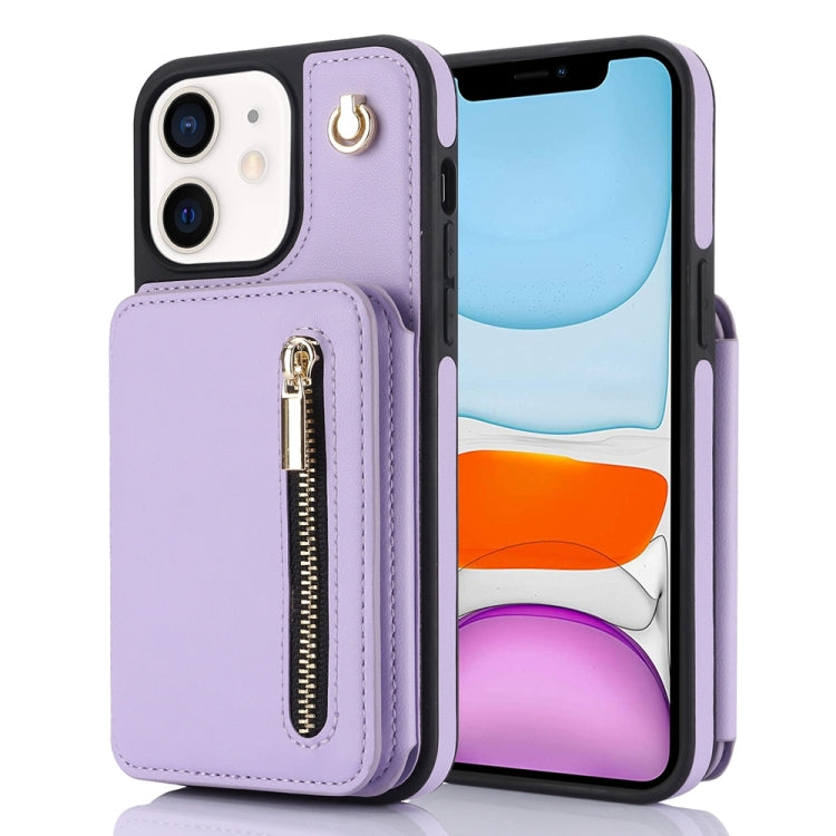 YM006 Skin Feel Zipper Card Bag Phone Case with Dual Lanyard, For iPhone 13 Pro, For iPhone 13, For iPhone 12 / 12 Pro, For iPhone 12 Pro Max, For iPhone 11 Pro Max, For iPhone 11