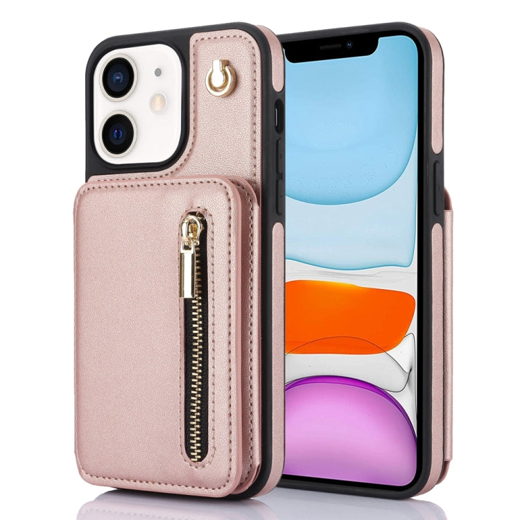YM006 Skin Feel Zipper Card Bag Phone Case with Dual Lanyard, For iPhone 13 Pro, For iPhone 13, For iPhone 12 / 12 Pro, For iPhone 12 Pro Max, For iPhone 11 Pro Max, For iPhone 11