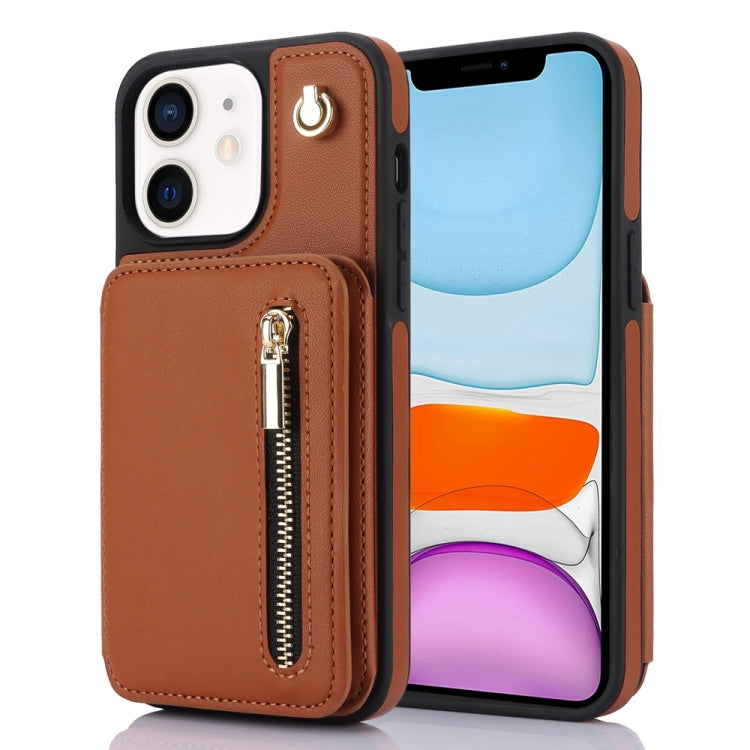 YM006 Skin Feel Zipper Card Bag Phone Case with Dual Lanyard, For iPhone 13 Pro, For iPhone 13, For iPhone 12 / 12 Pro, For iPhone 12 Pro Max, For iPhone 11 Pro Max, For iPhone 11