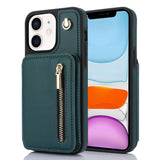 YM006 Skin Feel Zipper Card Bag Phone Case with Dual Lanyard, For iPhone 13 Pro, For iPhone 13, For iPhone 12 / 12 Pro, For iPhone 12 Pro Max, For iPhone 11 Pro Max, For iPhone 11