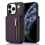 YM006 Skin Feel Zipper Card Bag Phone Case with Dual Lanyard, For iPhone 11 Pro, For iPhone X / XS, For iPhone XR, For iPhone XS Max, For iPhone 7 Plus / 8 Plus