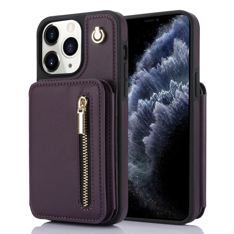 YM006 Skin Feel Zipper Card Bag Phone Case with Dual Lanyard, For iPhone 11 Pro, For iPhone X / XS, For iPhone XR, For iPhone XS Max, For iPhone 7 Plus / 8 Plus