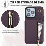 YM006 Skin Feel Zipper Card Bag Phone Case with Dual Lanyard, For iPhone 11 Pro, For iPhone X / XS, For iPhone XR, For iPhone XS Max, For iPhone 7 Plus / 8 Plus