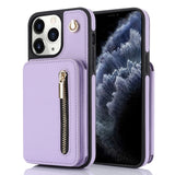YM006 Skin Feel Zipper Card Bag Phone Case with Dual Lanyard, For iPhone 11 Pro, For iPhone X / XS, For iPhone XR, For iPhone XS Max, For iPhone 7 Plus / 8 Plus