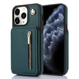 YM006 Skin Feel Zipper Card Bag Phone Case with Dual Lanyard, For iPhone 11 Pro, For iPhone X / XS, For iPhone XR, For iPhone XS Max, For iPhone 7 Plus / 8 Plus
