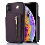 YM006 Skin Feel Zipper Card Bag Phone Case with Dual Lanyard, For iPhone 11 Pro, For iPhone X / XS, For iPhone XR, For iPhone XS Max, For iPhone 7 Plus / 8 Plus