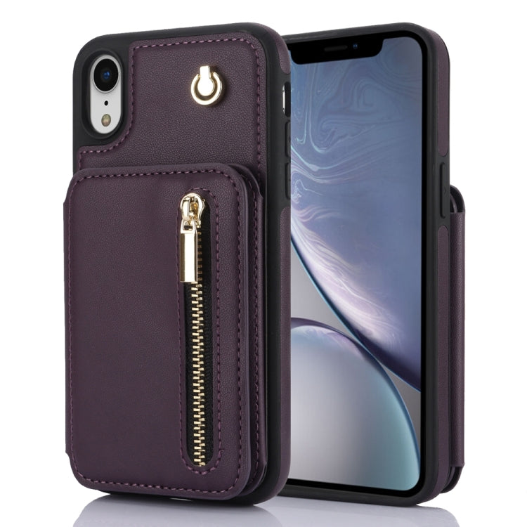 YM006 Skin Feel Zipper Card Bag Phone Case with Dual Lanyard, For iPhone 11 Pro, For iPhone X / XS, For iPhone XR, For iPhone XS Max, For iPhone 7 Plus / 8 Plus