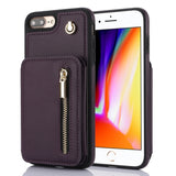 YM006 Skin Feel Zipper Card Bag Phone Case with Dual Lanyard, For iPhone 11 Pro, For iPhone X / XS, For iPhone XR, For iPhone XS Max, For iPhone 7 Plus / 8 Plus
