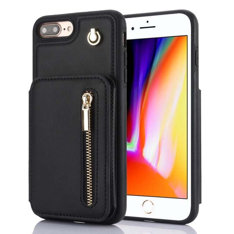 YM006 Skin Feel Zipper Card Bag Phone Case with Dual Lanyard, For iPhone 11 Pro, For iPhone X / XS, For iPhone XR, For iPhone XS Max, For iPhone 7 Plus / 8 Plus