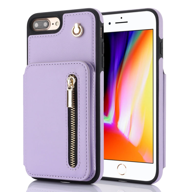 YM006 Skin Feel Zipper Card Bag Phone Case with Dual Lanyard, For iPhone 11 Pro, For iPhone X / XS, For iPhone XR, For iPhone XS Max, For iPhone 7 Plus / 8 Plus