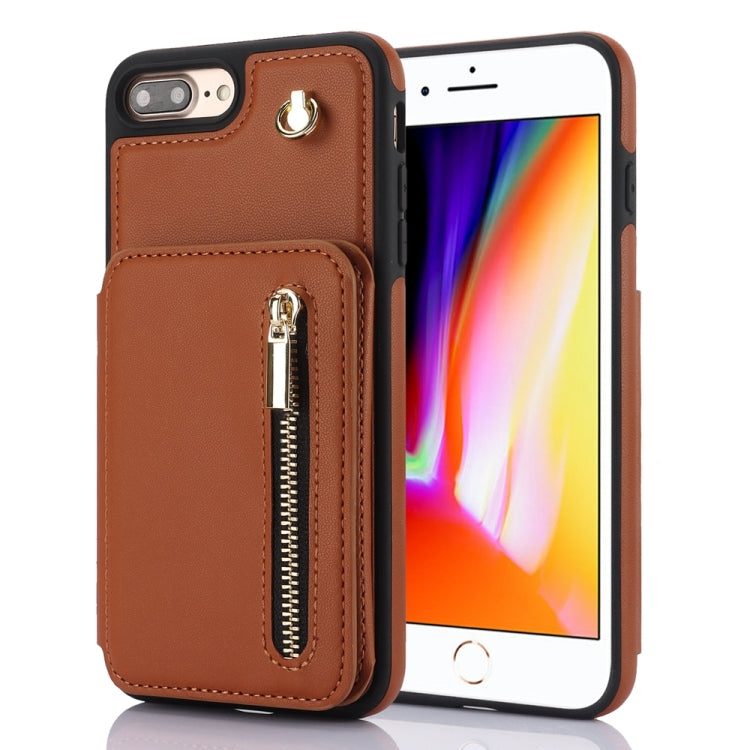 YM006 Skin Feel Zipper Card Bag Phone Case with Dual Lanyard, For iPhone 11 Pro, For iPhone X / XS, For iPhone XR, For iPhone XS Max, For iPhone 7 Plus / 8 Plus