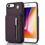 YM006 Skin Feel Zipper Card Bag Phone Case with Dual Lanyard, For iPhone 14 Plus, For iPhone 14, For iPhone 14 Pro, For iPhone 14 Pro Max, For iPhone SE 2022 / 2020 / 8 / 7, For iPhone 13 Pro Max
