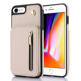 YM006 Skin Feel Zipper Card Bag Phone Case with Dual Lanyard, For iPhone 14 Plus, For iPhone 14, For iPhone 14 Pro, For iPhone 14 Pro Max, For iPhone SE 2022 / 2020 / 8 / 7, For iPhone 13 Pro Max