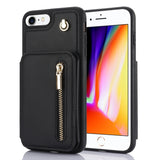 YM006 Skin Feel Zipper Card Bag Phone Case with Dual Lanyard, For iPhone 14 Plus, For iPhone 14, For iPhone 14 Pro, For iPhone 14 Pro Max, For iPhone SE 2022 / 2020 / 8 / 7, For iPhone 13 Pro Max