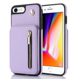 YM006 Skin Feel Zipper Card Bag Phone Case with Dual Lanyard, For iPhone 14 Plus, For iPhone 14, For iPhone 14 Pro, For iPhone 14 Pro Max, For iPhone SE 2022 / 2020 / 8 / 7, For iPhone 13 Pro Max