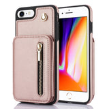 YM006 Skin Feel Zipper Card Bag Phone Case with Dual Lanyard, For iPhone 14 Plus, For iPhone 14, For iPhone 14 Pro, For iPhone 14 Pro Max, For iPhone SE 2022 / 2020 / 8 / 7, For iPhone 13 Pro Max