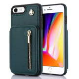 YM006 Skin Feel Zipper Card Bag Phone Case with Dual Lanyard, For iPhone 14 Plus, For iPhone 14, For iPhone 14 Pro, For iPhone 14 Pro Max, For iPhone SE 2022 / 2020 / 8 / 7, For iPhone 13 Pro Max