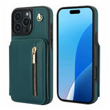 YM006 Skin Feel Zipper Card Bag Phone Case with Dual Lanyard, For iPhone 17 Pro Max, For iPhone 17 Pro, For iPhone 17, For iPhone Air, For iPhone 16 Pro Max, For iPhone 16 Pro
