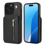 YM006 Skin Feel Zipper Card Bag Phone Case with Dual Lanyard, For iPhone 17 Pro Max, For iPhone 17 Pro, For iPhone 17, For iPhone Air, For iPhone 16 Pro Max, For iPhone 16 Pro