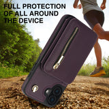 YM006 Skin Feel Zipper Card Bag Phone Case with Dual Lanyard, For iPhone 16 Plus, For iPhone 16, For iPhone 15 Pro Max, For iPhone 15 Pro, For iPhone 15 Plus, For iPhone 15