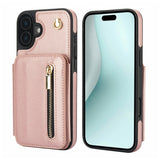 YM006 Skin Feel Zipper Card Bag Phone Case with Dual Lanyard, For iPhone 16 Plus, For iPhone 16, For iPhone 15 Pro Max, For iPhone 15 Pro, For iPhone 15 Plus, For iPhone 15