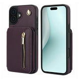 YM006 Skin Feel Zipper Card Bag Phone Case with Dual Lanyard, For iPhone 16 Plus, For iPhone 16, For iPhone 15 Pro Max, For iPhone 15 Pro, For iPhone 15 Plus, For iPhone 15