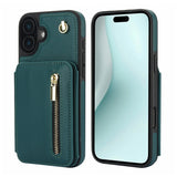 YM006 Skin Feel Zipper Card Bag Phone Case with Dual Lanyard, For iPhone 16 Plus, For iPhone 16, For iPhone 15 Pro Max, For iPhone 15 Pro, For iPhone 15 Plus, For iPhone 15