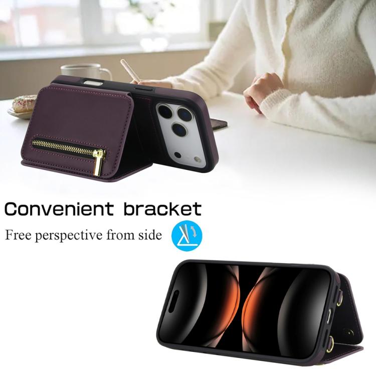 YM006 Skin Feel Zipper Card Bag Phone Case with Dual Lanyard, For iPhone 17 Pro Max, For iPhone 17 Pro, For iPhone 17, For iPhone Air, For iPhone 16 Pro Max, For iPhone 16 Pro