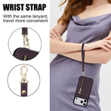 YM006 Skin Feel Zipper Card Bag Phone Case with Dual Lanyard, For iPhone 17 Pro Max, For iPhone 17 Pro, For iPhone 17, For iPhone Air, For iPhone 16 Pro Max, For iPhone 16 Pro