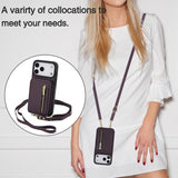 YM006 Skin Feel Zipper Card Bag Phone Case with Dual Lanyard, For iPhone 17 Pro Max, For iPhone 17 Pro, For iPhone 17, For iPhone Air, For iPhone 16 Pro Max, For iPhone 16 Pro